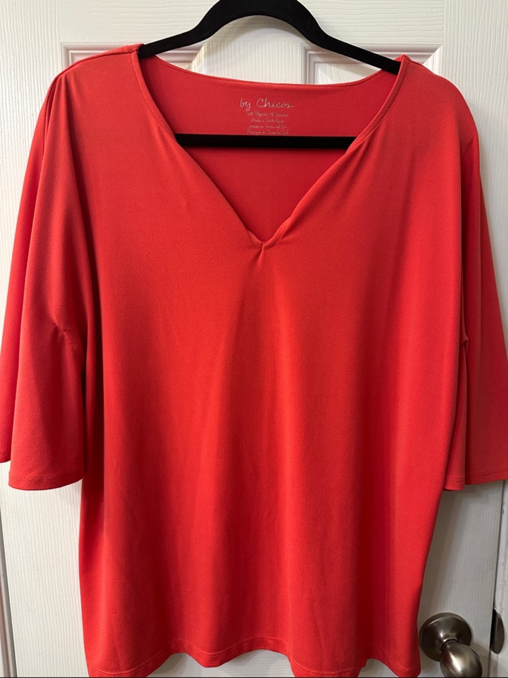 Chico's Coral-Red V-Neck Tunic Top